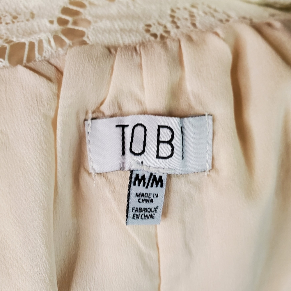 NWT Tobi Off White Lace Sleeveless Deep-V Sheer Back Mini Dress Womens Medium - Picture 13 of 15